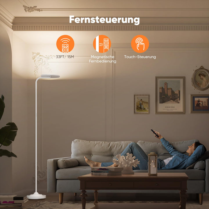 LED Stehlampe Dimmbar 36W mit Fernbedienung 3000K-6000K Weiss - Bild 5