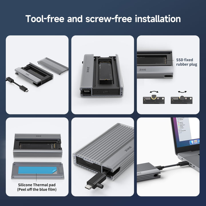 M.2 NVMe SSD Gehäuse USB4 40Gbps Aluminium werkzeuglos - Bild 6