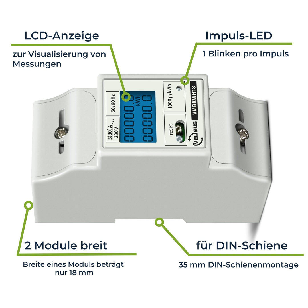 Stromzähler 1-phasig Hutschiene LCD 80 A digital - Bild 5