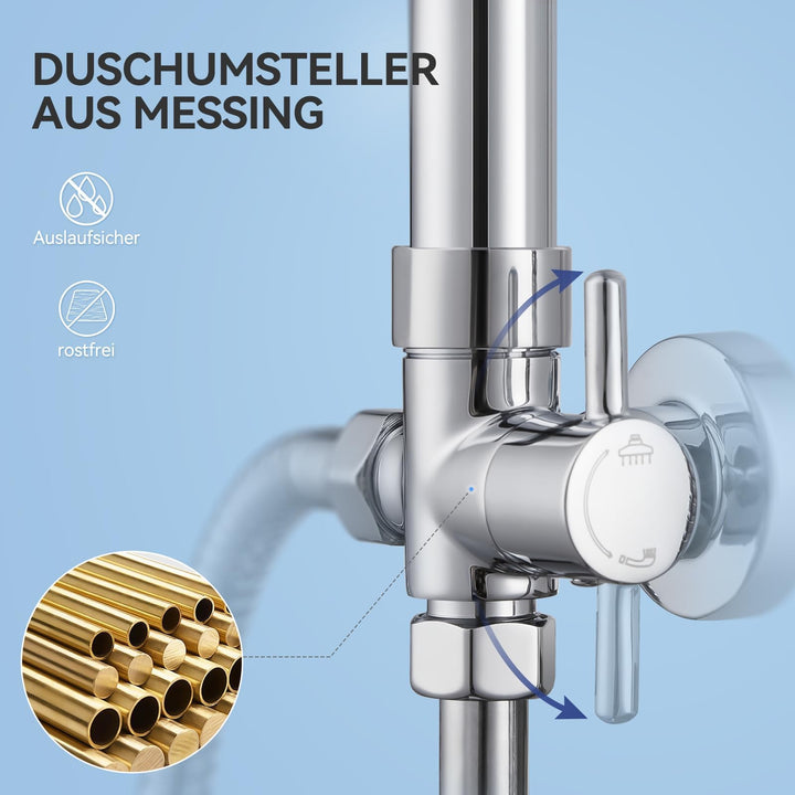 Regendusche Set Chrom ohne Armatur Ø250mm 4 Strahlarten höhenverstellbar - Bild 2
