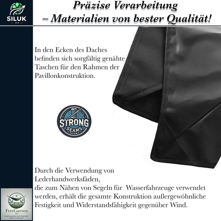 Ersatzdach Pavillon 3x4 m Anthrazit PVC 370g/m² wasserdicht - Bild 4