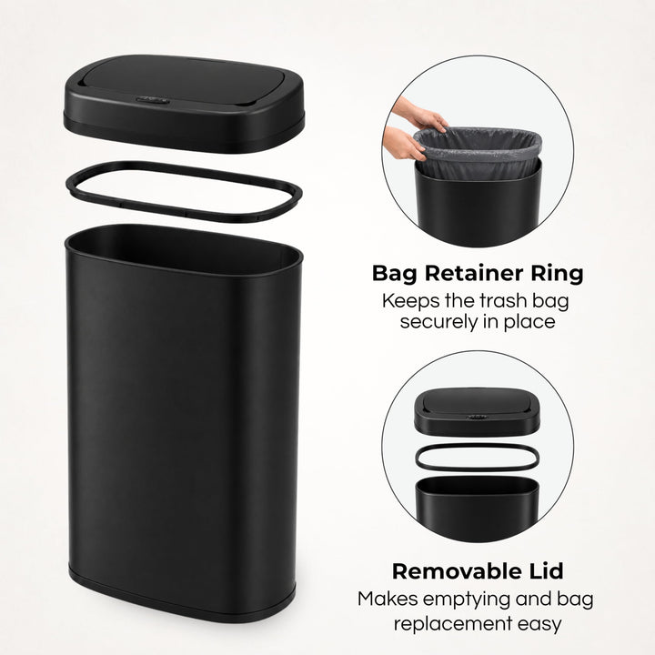 Sensor-Mülleimer Edelstahl 60 Liter Soft-Close Küche Schwarz - Bild 4
