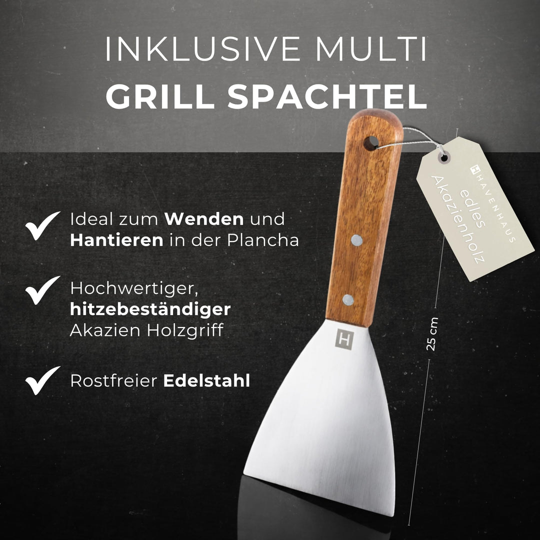 Plancha Grillplatte Edelstahl 40x30cm 4mm mit Grillspachtel - Bild 5