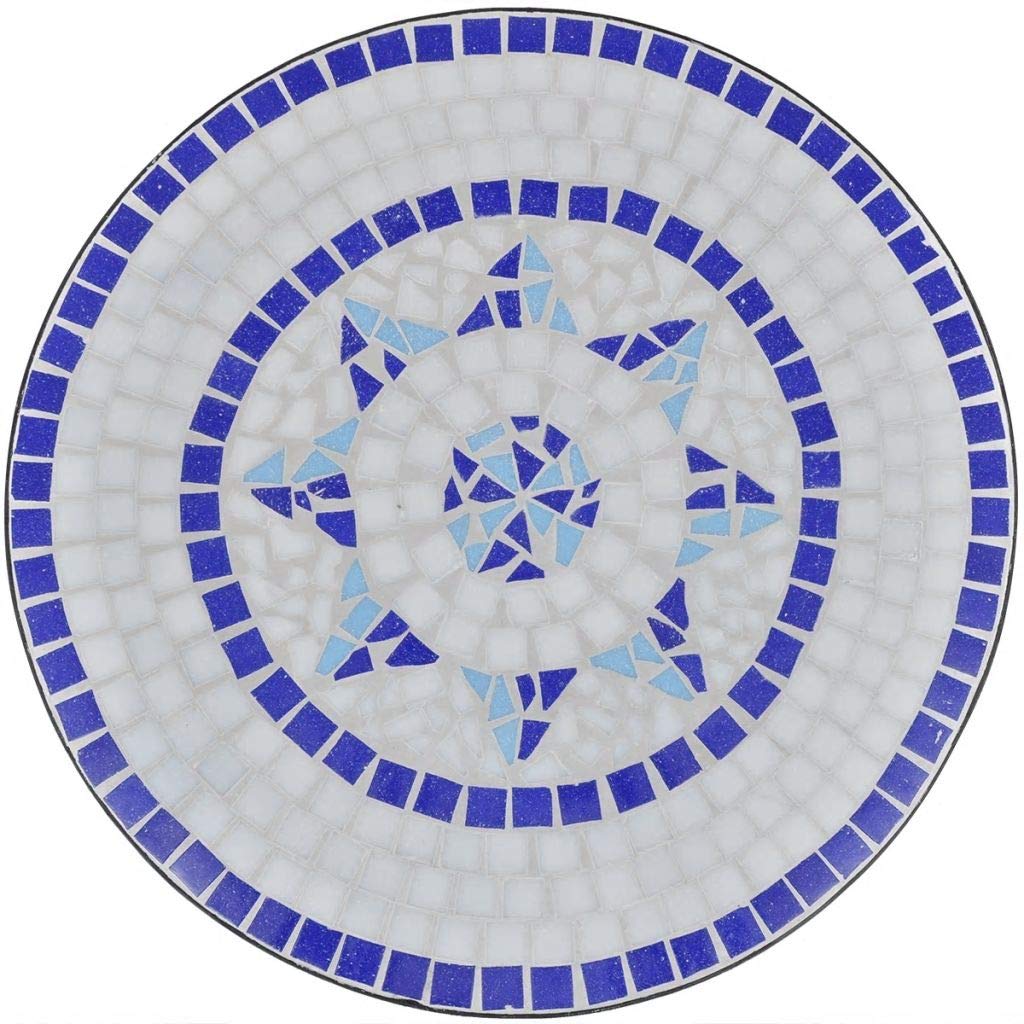 Mosaiktisch Rund Keramik Blau-Weiss 60x70 cm Garten Balkon - Bild 4
