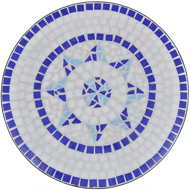 Mosaiktisch Rund Keramik Blau-Weiss 60x70 cm Garten Balkon - Bild 4