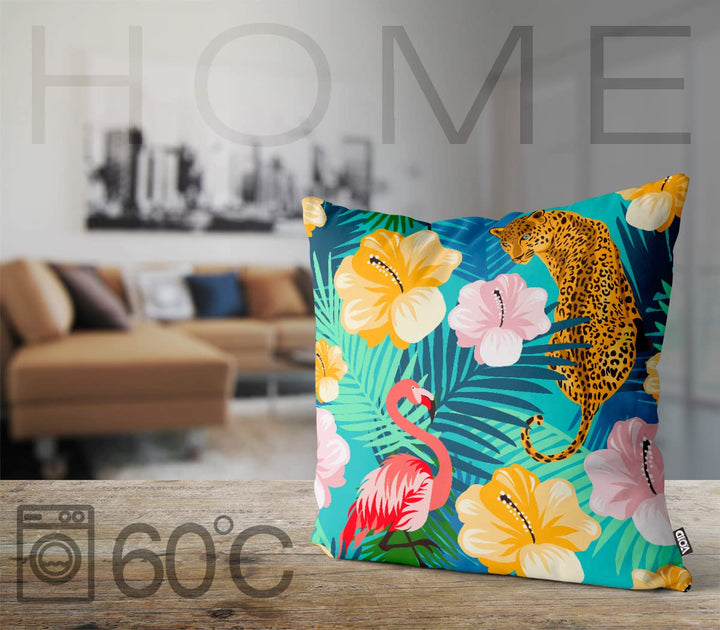Kissenbezug Outdoor Flamingo Leopard Hibiskus wasserabweisend 60x60 cm - Bild 3