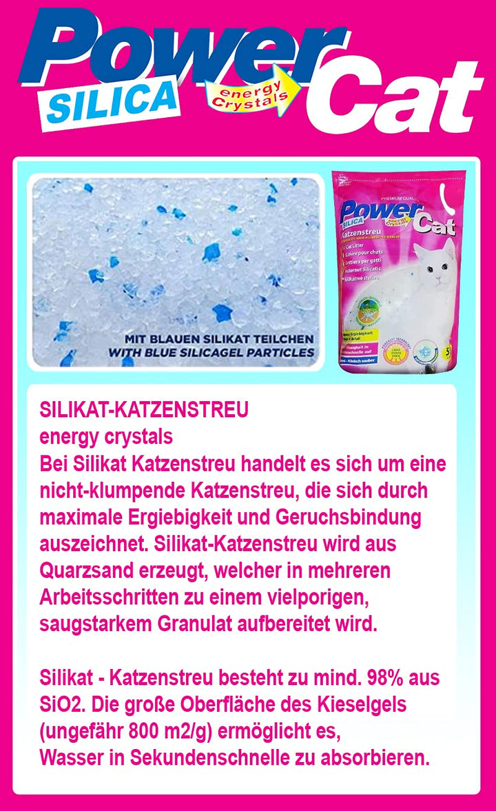 Silikat-Katzenstreu 60 L (12x5L) staubfrei parfümfrei nicht klumpend - Bild 4