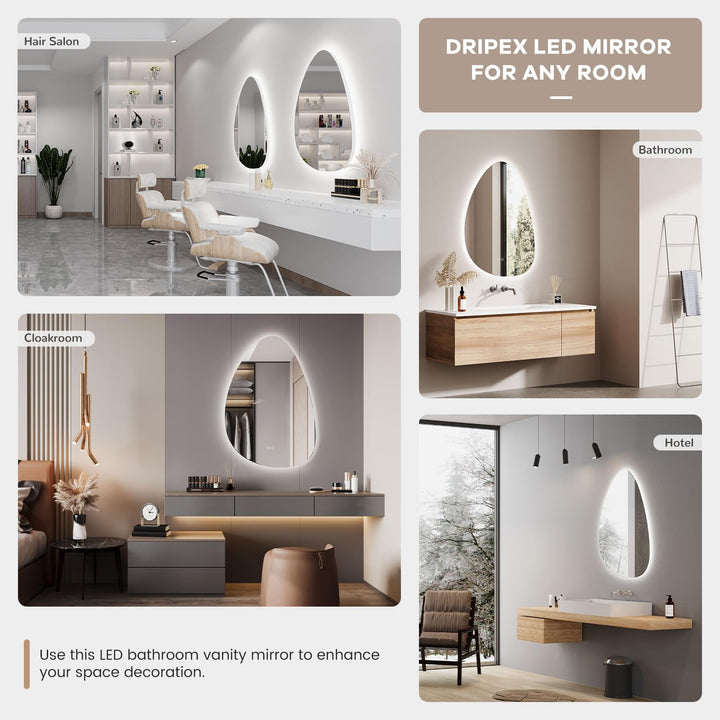 Badspiegel mit LED-Beleuchtung Organisch 80x55 cm Beschlagfrei Dimmbar - Bild 5