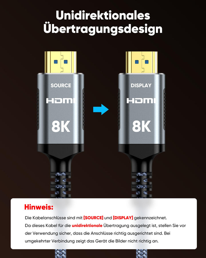 Glasfaser HDMI 2.1 Kabel 20m 8K@60Hz 48Gbps für TV Gaming - Bild 2