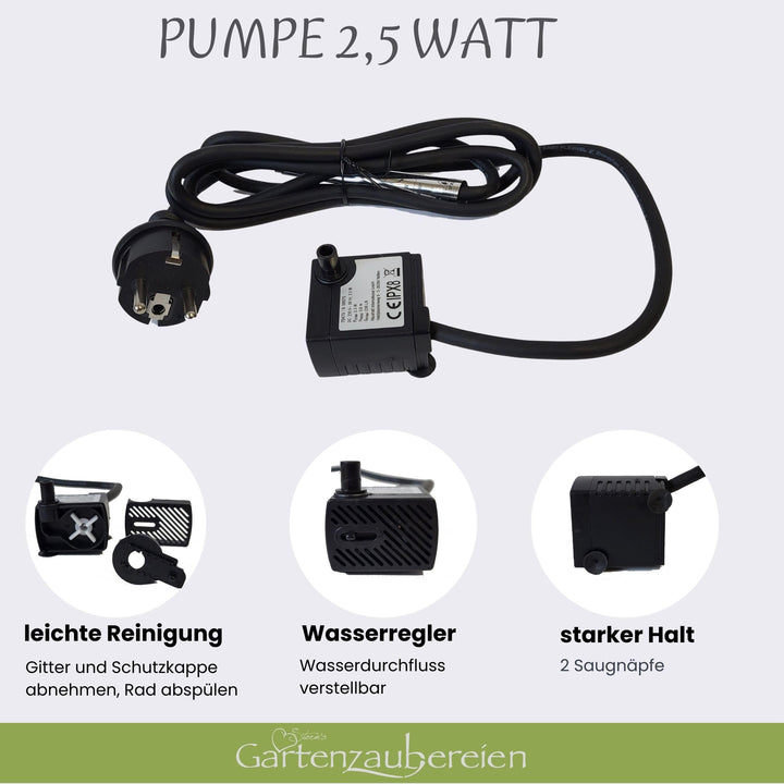 Wasserspeier Spatz Gusseisen mit Pumpe für Miniteich und Teich - Bild 5
