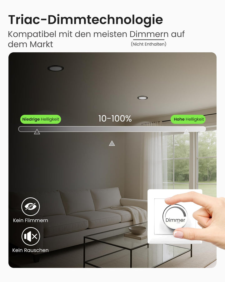 LED Einbaustrahler 7W dimmbar IP44 3 Farbtemperaturen 6er Set - Bild 4