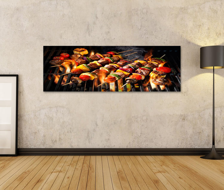 Leinwandbild Grillspieße Panorama 120x40 cm Küchendeko - Bild 2