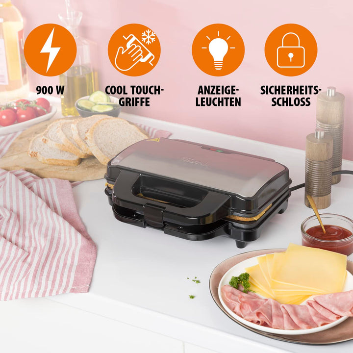 Sandwichmaker 2-fach mit extra tiefen Platten und Antihaftbeschichtung 900W - Bild 5