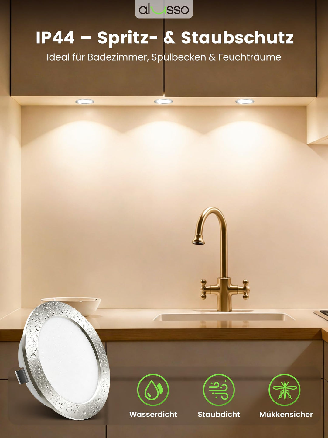 LED Einbaustrahler Flach 12-24V IP44 3CCT 4W für Möbel &amp; Bad - Bild 5