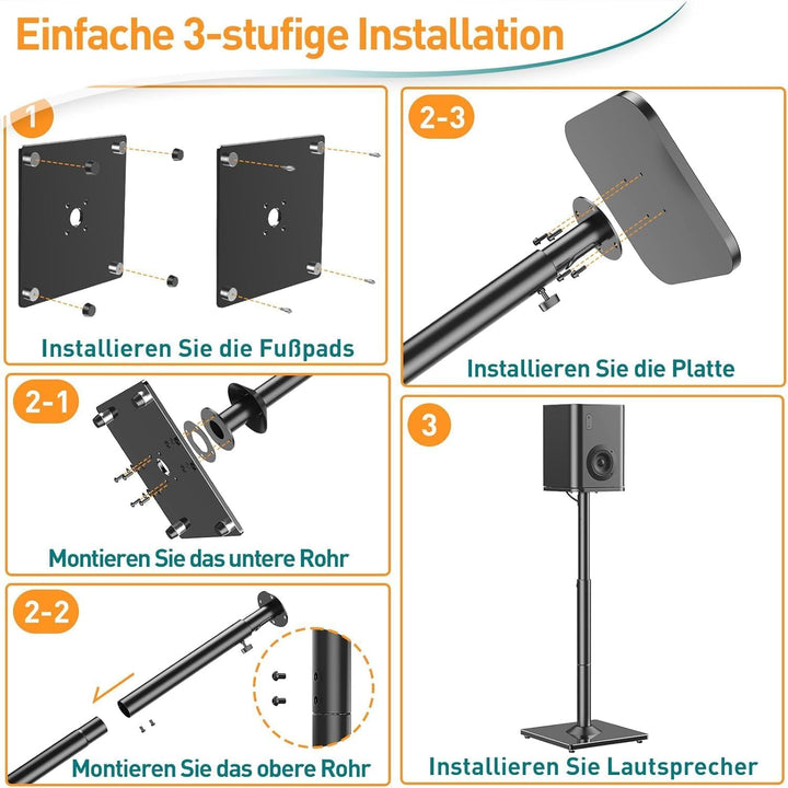 Lautsprecherständer höhenverstellbar 72–95 cm Stahl bis 10 kg - Bild 7