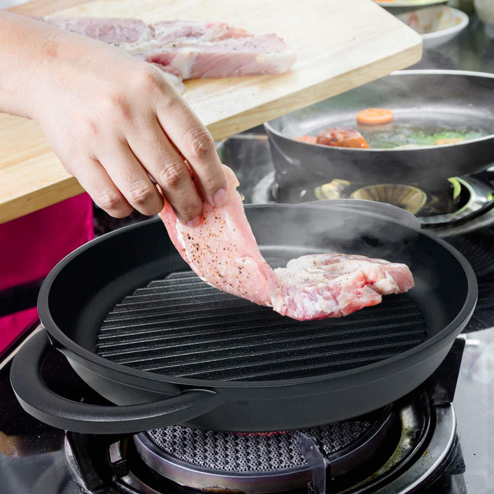Grillpfanne mit Deckel Antihaft Aluguss 27cm Induktion - Bild 7