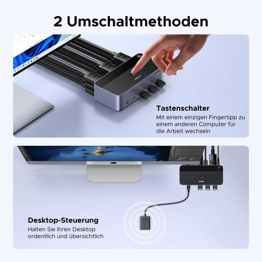KVM Switch 2 PC 3 Monitore 8K60Hz mit 4 USB 3.0 Ports - Bild 7