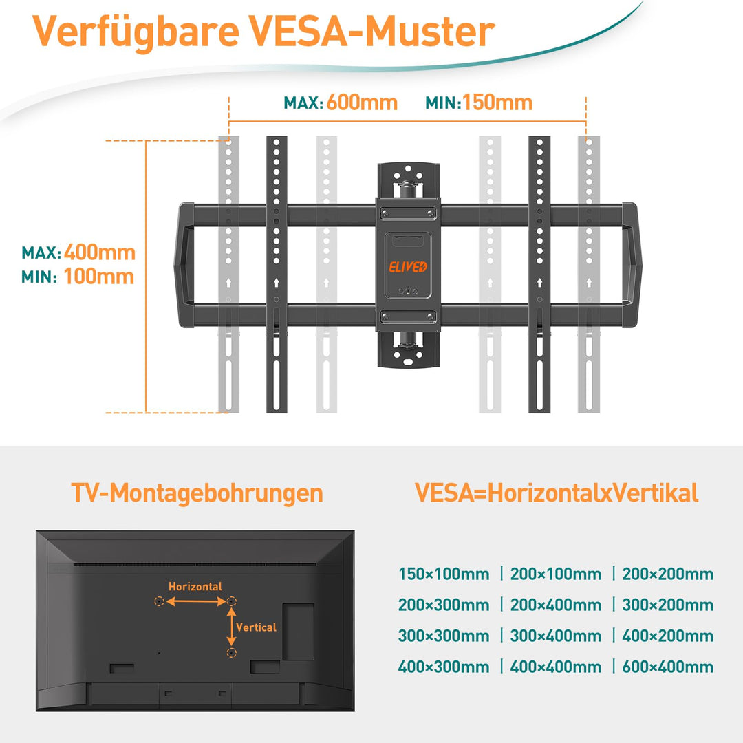 TV Wandhalterung schwenkbar 962mm Arm für 42-75 Zoll Fernseher - Bild 8