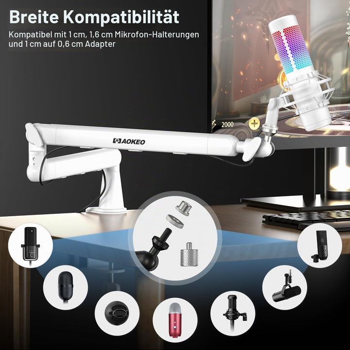 Mikrofonarm Schreibtisch Niedrigprofil Stahl 360° schwenkbar bis 2 kg - Bild 5