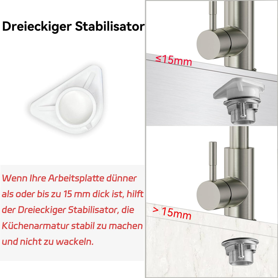 Küchenarmatur ausziehbar Edelstahl 304 2 Modi 360° schwenkbar - Bild 6