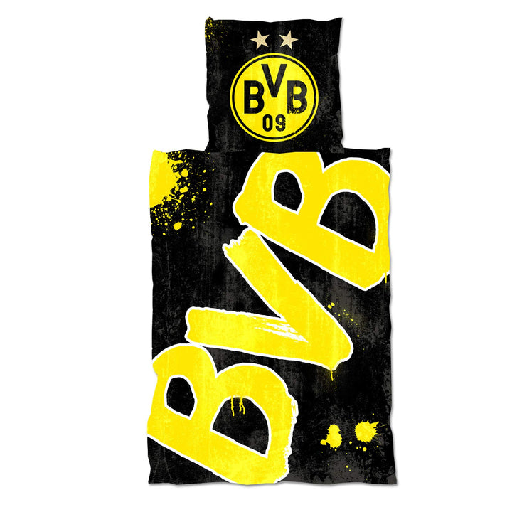 Bettwäsche Glow in the Dark 135x200cm BVB-Design 100% Baumwolle