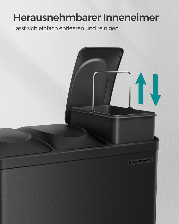 Treteimer 3-fach Mülltrennung Stahl 3x15L für Küche - Bild 5