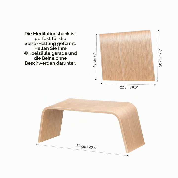Meditationsbank Holz Seiza-Pose Yoga Kniebank 52x22x20 cm - Bild 2