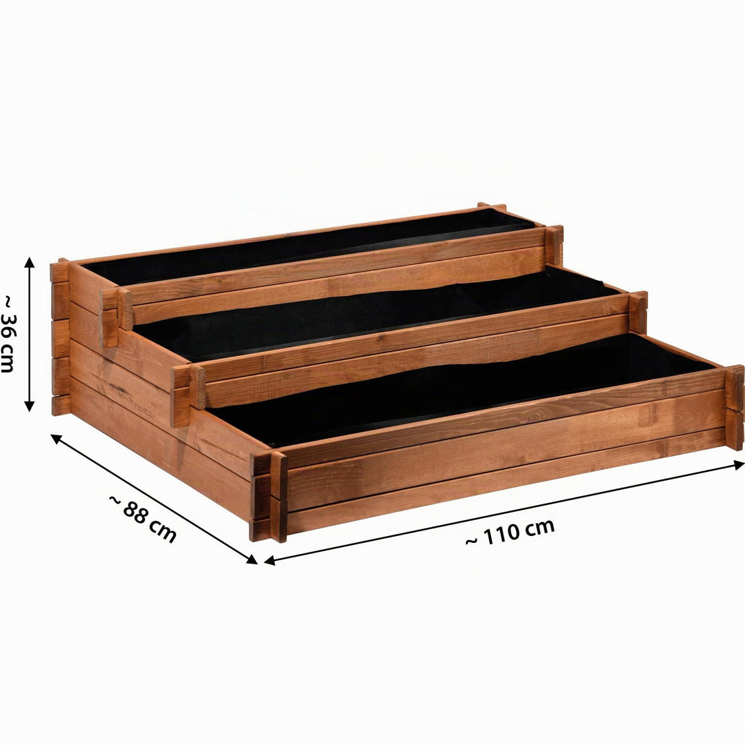 Hochbeet Pflanztreppe 3 Ebenen FSC-Kiefernholz 110x88x115 cm - Bild 2