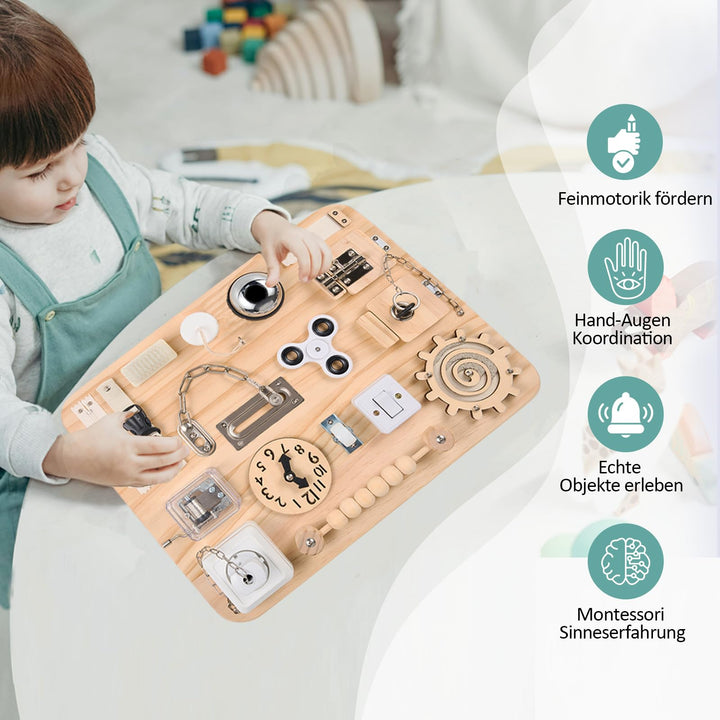 Montessori Busy Board Holz mit 18 Aktivitäten für Kleinkinder - Bild 4