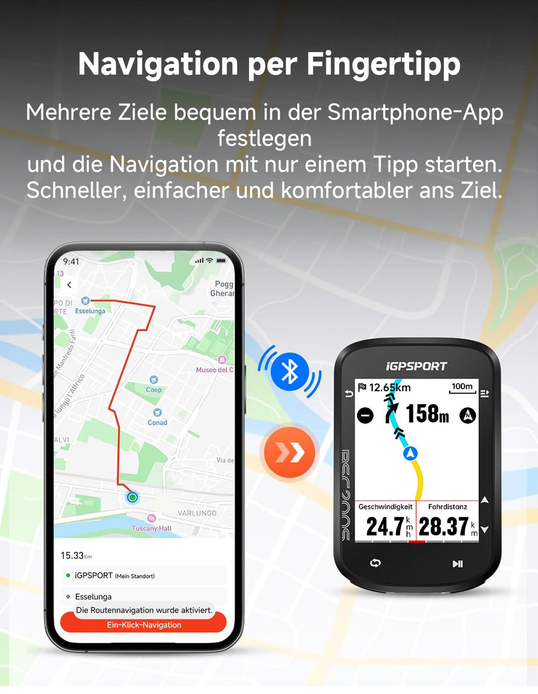 Fahrradcomputer GPS kabellos 2,4 Zoll Farbdisplay mit Navigation - Bild 3