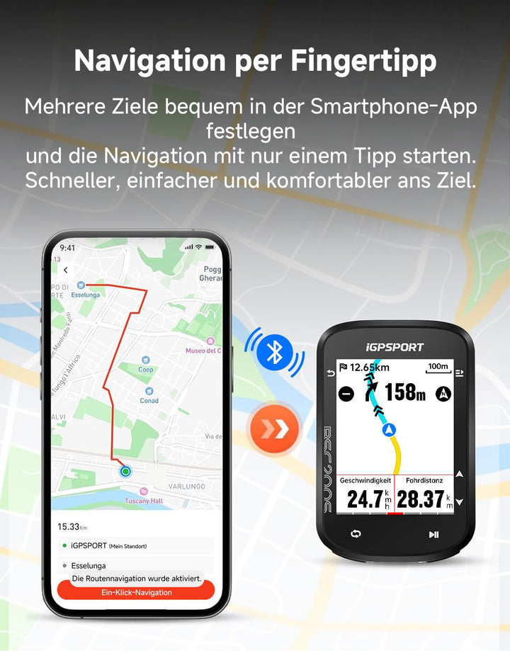 Fahrradcomputer GPS kabellos 2,4 Zoll Farbdisplay mit Navigation - Bild 3