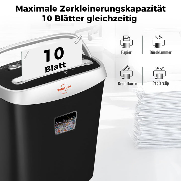 Aktenvernichter Kreuzschnitt 10 Blatt 15L für Home Office - Bild 2