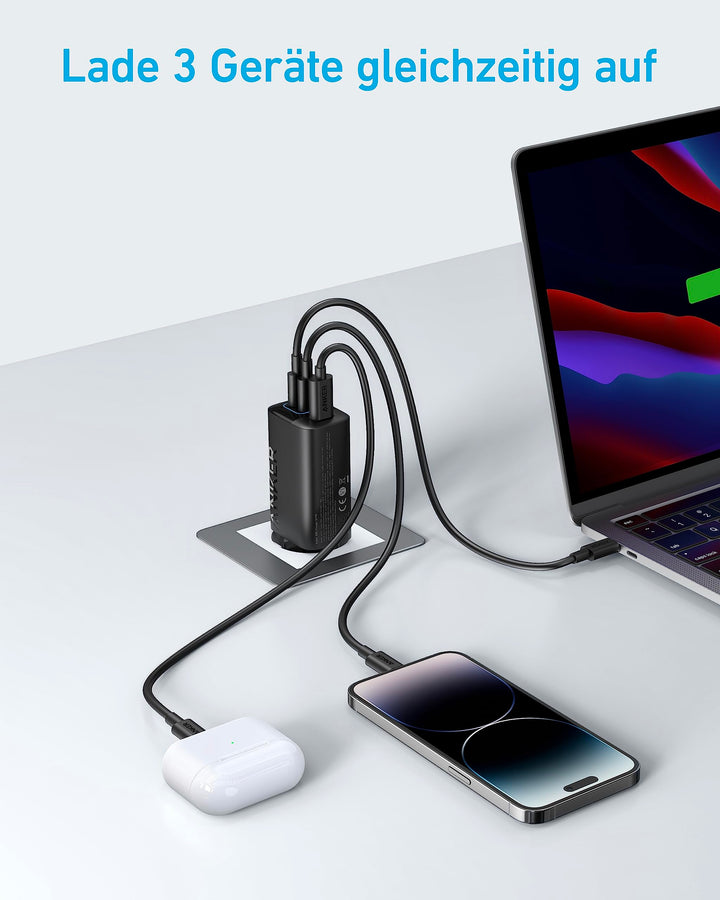 USB-C Ladegerät 67W 3-Port mit USB-A für Laptop &amp; Smartphone - Bild 3
