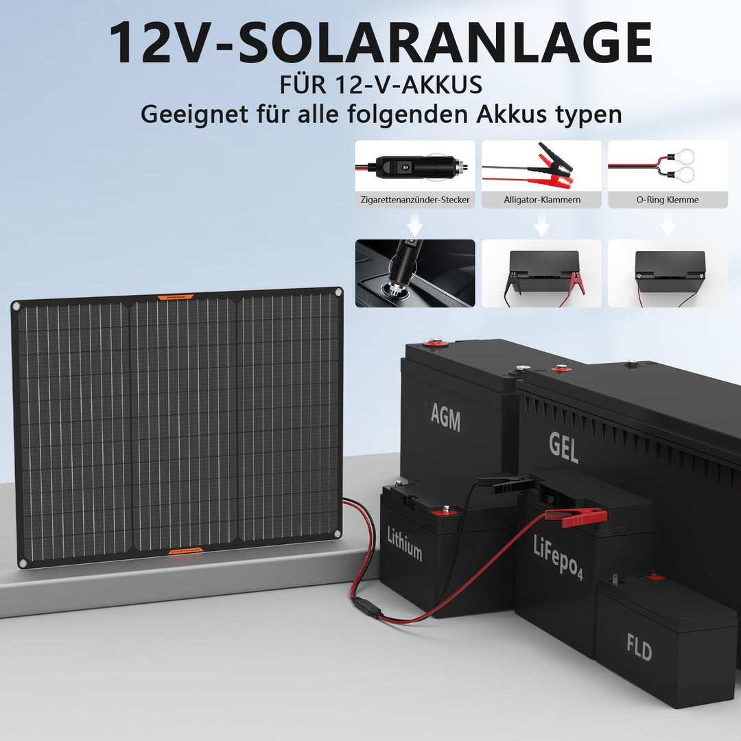 Solarpanel 50W 12V monokristallin mit Laderegler für Autobatterien - Bild 2