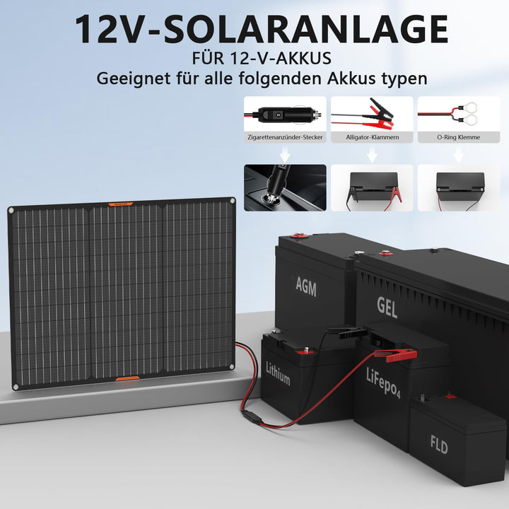 Solarpanel 50W 12V monokristallin mit Laderegler für Autobatterien - Bild 2