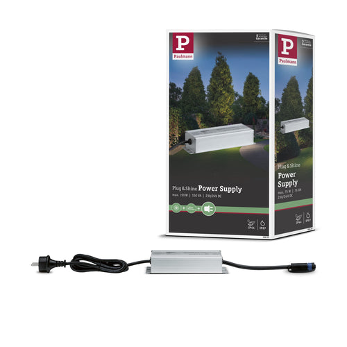Gartentrafo Outdoor 150W 24V DC IP44 für Plug&Shine Leuchten