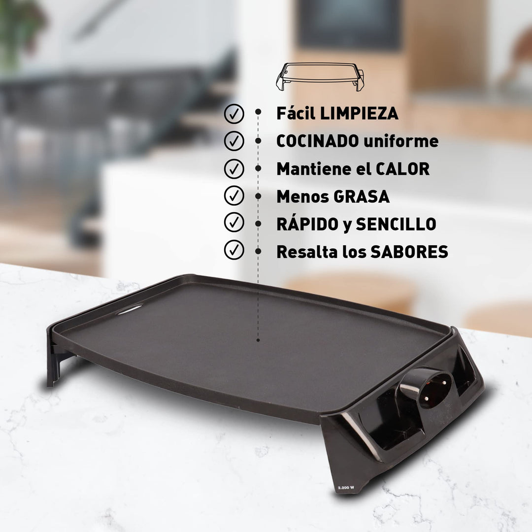 Elektro-Tischgrill 46x25 cm Antihaft PFOA-frei 2200W - Bild 3