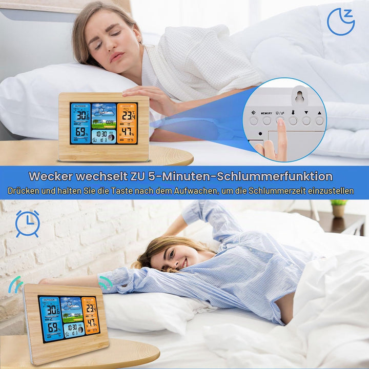 Funkwetterstation Farbdisplay mit Außensensor, Wecker &amp; Luftdruck - Bild 6