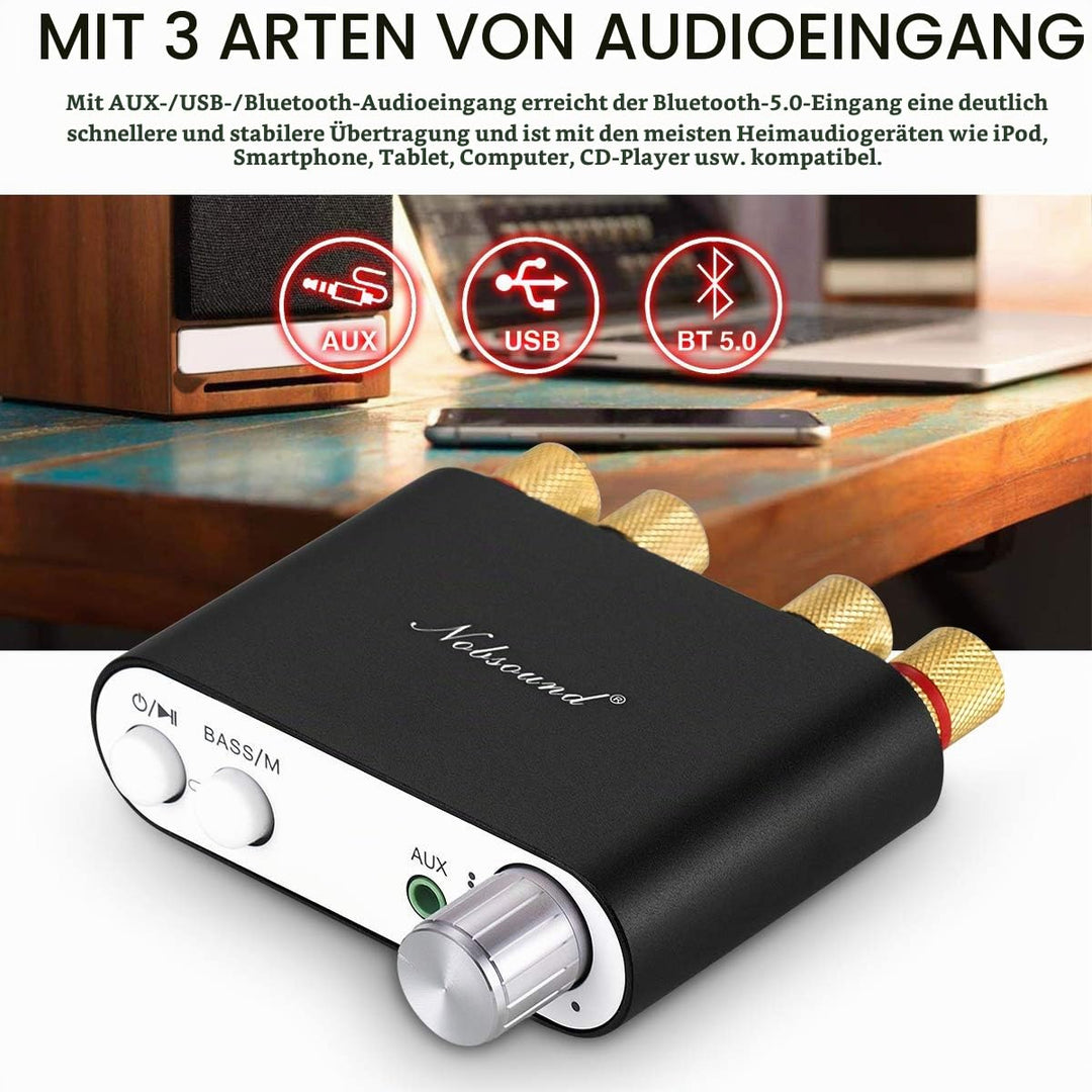 Mini Stereo Verstärker Bluetooth 5.0 50W+50W HiFi mit Netzteil - Bild 9