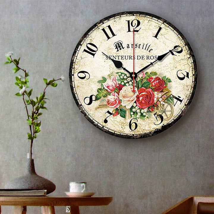 Wanduhr lautlos 25 cm rund Holzoptik für Wohn- und Schlafzimmer - Bild 5