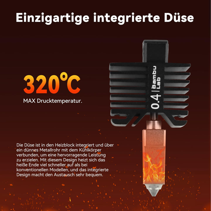 Hotend Kit 0,4mm Hartstahlduese fuer Bambu Lab P1P / P1S - Bild 2