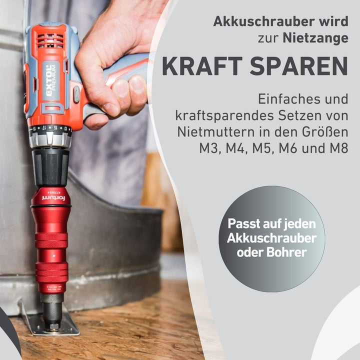 Nietmutternaufsatz für Akkuschrauber M3-M8 Alu Stahl Edelstahl - Bild 2