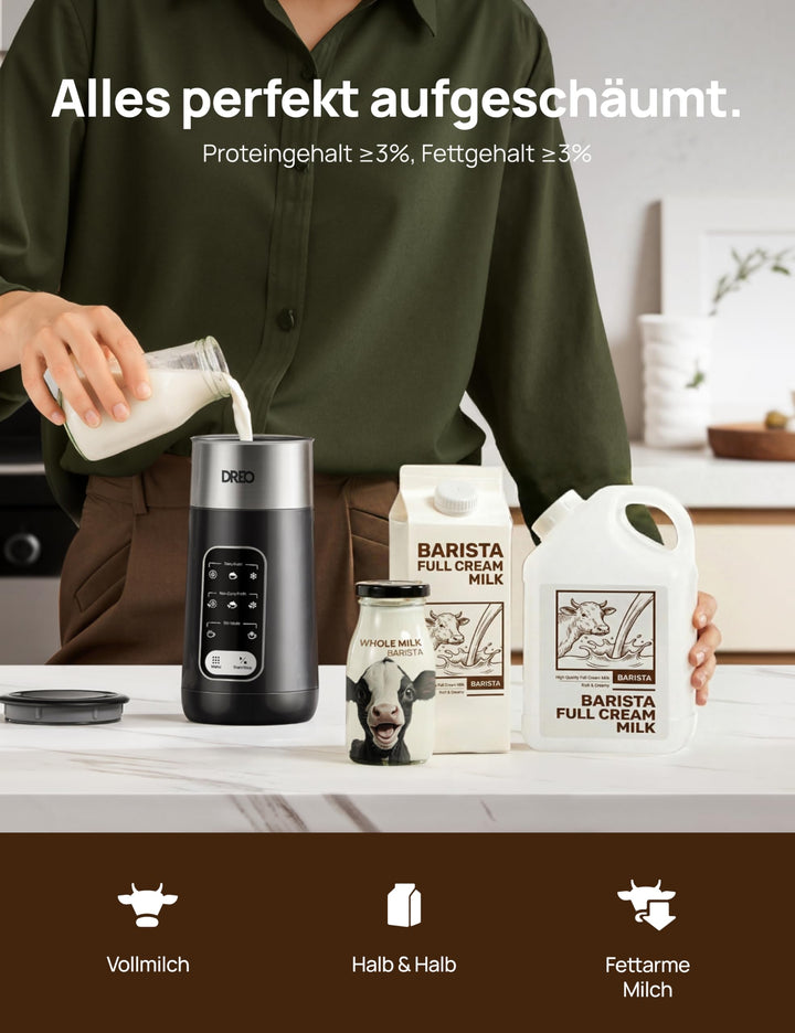 Milchaufschäumer Elektrisch 8-in-1 Edelstahl 270ml Warm &amp; Kalt - Bild 6