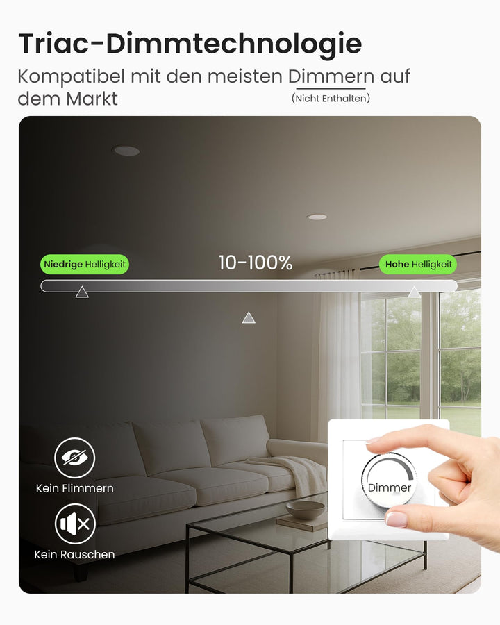 LED Einbaustrahler 7W IP44 dimmbar 3 Farbtemperaturen 12er Set - Bild 6