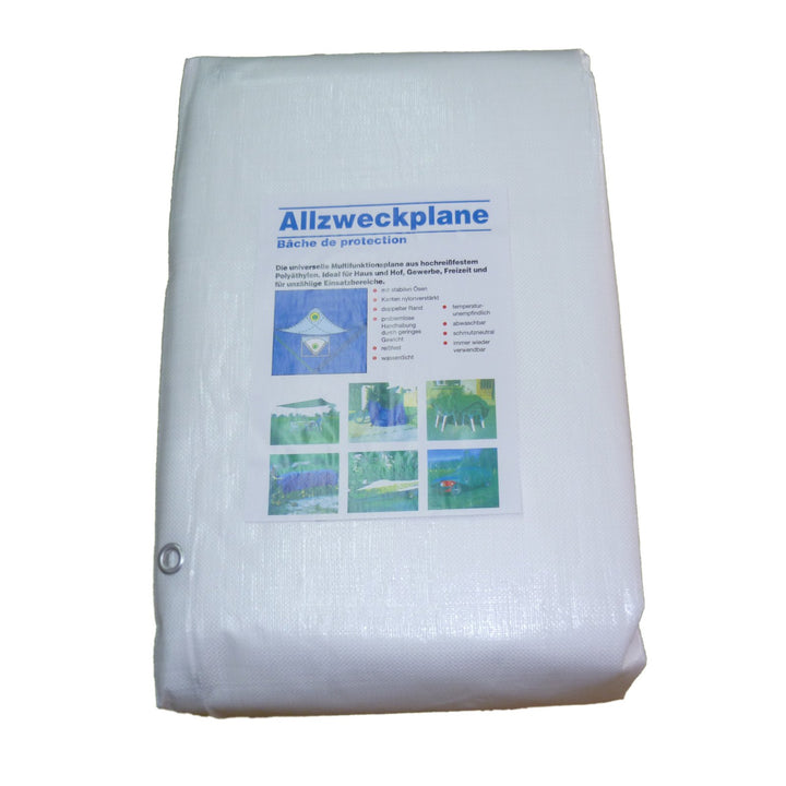 Abdeckplane Weiss 4x6m wasserdicht 260g/m² PE-Gewebe mit Ösen