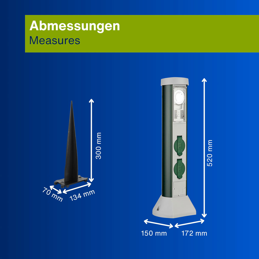 Gartensteckdosensäule 2-fach mit 24h-Zeitschaltuhr IP44 52cm - Bild 7