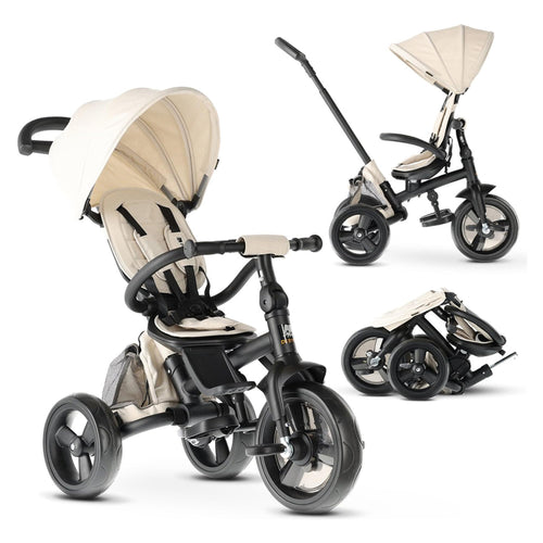 Kinderdreirad mit Schubstange drehbarer Sitz Sonnenverdeck bis 25 kg