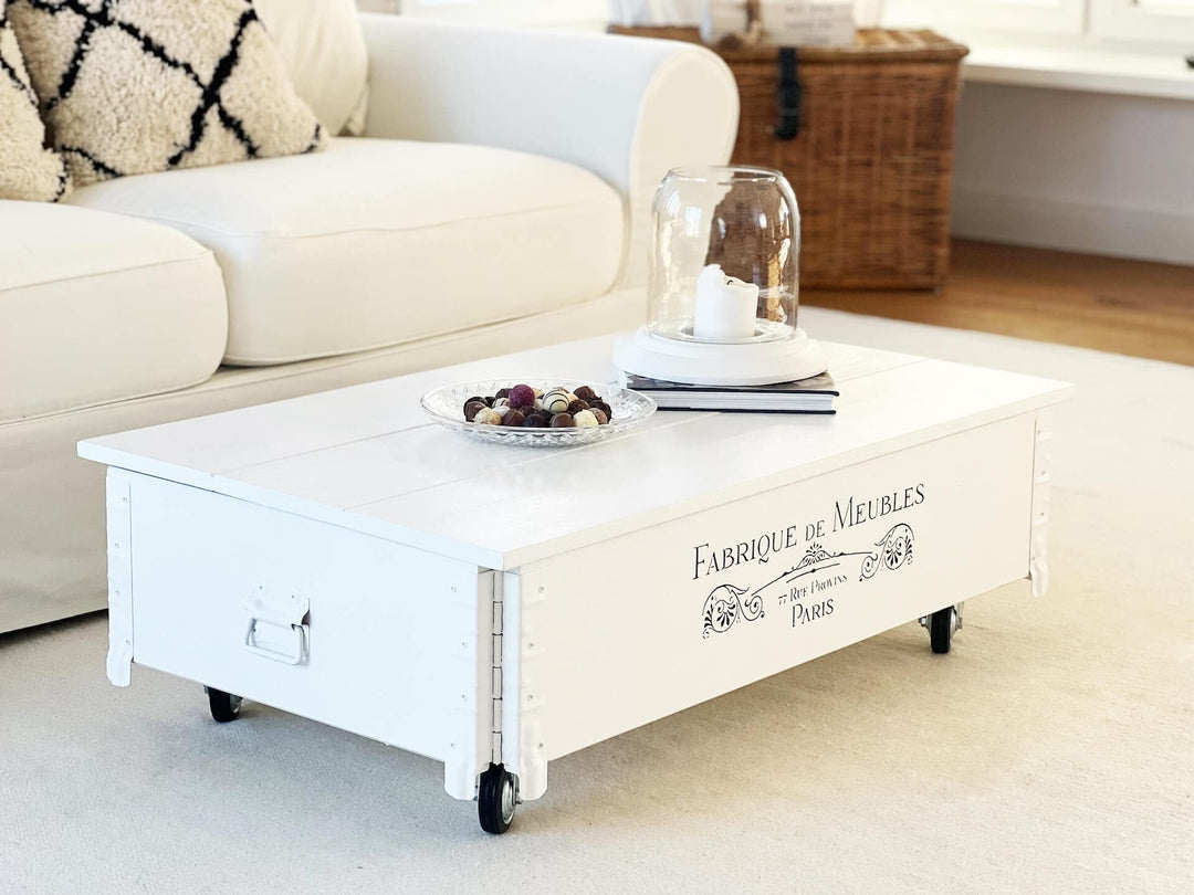 Couchtisch Truhe Massivholz Kiefer weiss mit Stauraum 100x58x31 cm - Bild 3