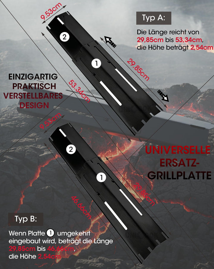 Brennerabdeckung Gasgrill Edelstahl verstellbar 30-53cm 3er-Set - Bild 2