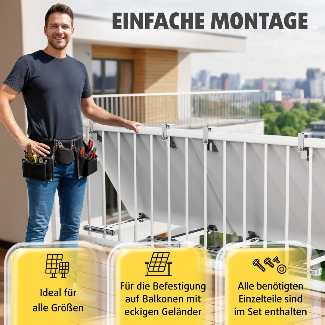 Balkonkraftwerk Halterung eckig Aluminium 0-30° neigbar für 2 Solarmodule - Bild 4